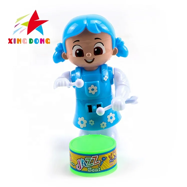 Wholesale custom wind up toys cute mini cartoon boy beat a drum