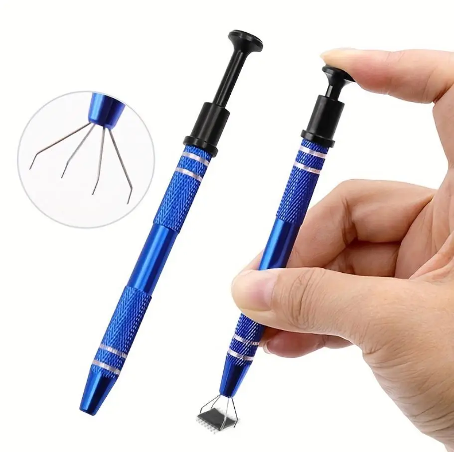 Prong Grabber Tool Pick up Tool with 4 Prongs IC Chips Electronic Component Gems Pickup Holder Claw Tweezers for Small Parts