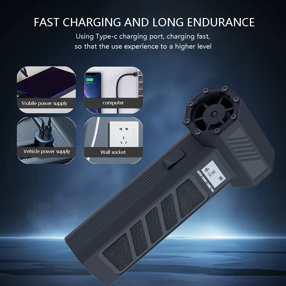 High-Speed 130000RPM Electric Cordless Mini Blower Compressed Air Duster LED Light for Car Cleaning Turbo Jet Fan Violent Fan - view 5
