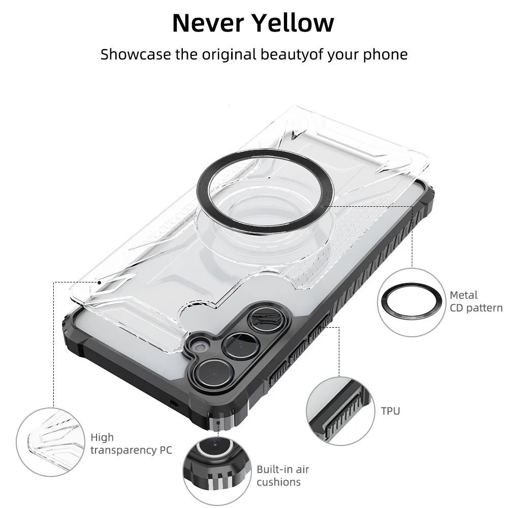 Magnetic Shockproof Full-Body Clear TPU+PC Case For Samsung Galaxy S24 S23 S22 S21 Plus Ultra Business Mobile Pro Max Glass factory