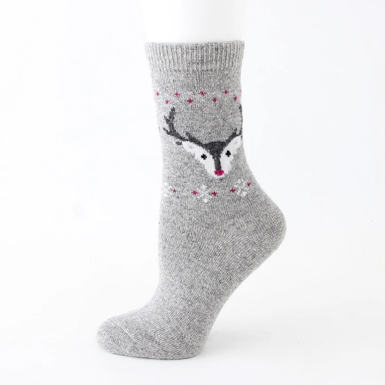 Лидер продаж, творческие шерстяные носки, Универсальные женские рождественские носки с изображением животных, лося
