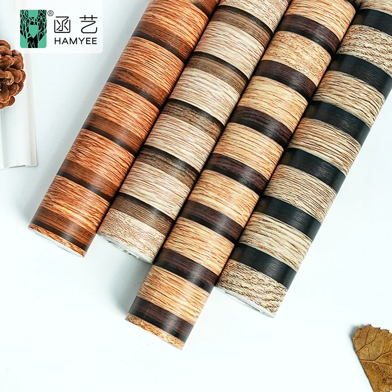 0.45*10m vintage wood grill peel and stick adhesive pvc wallpaper stickers for home decoration