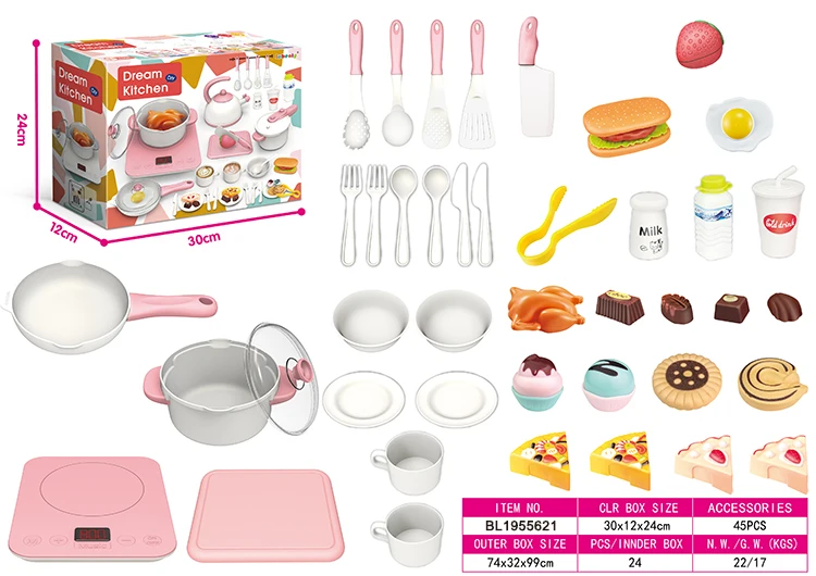 DIY образовательные забавные мини игровой домик 43 шт. заварной чайник и кастрюли с музыкальным звуком легким прикосновением кухонный набор для