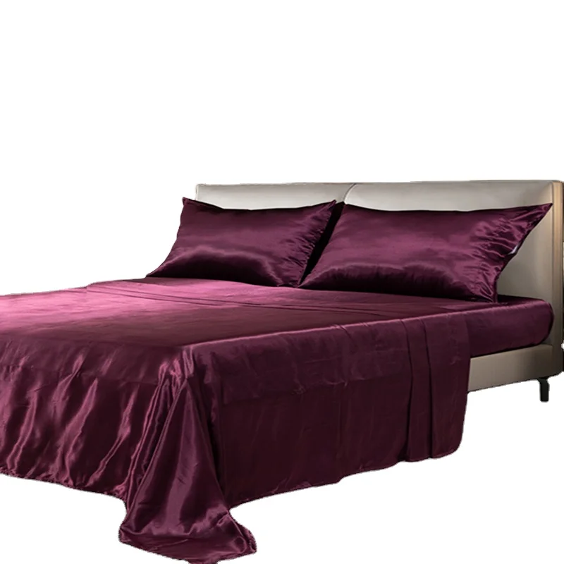 Wholesale Customized Bed Set Silky Smooth Satin Luxury Sheet Set 4piece