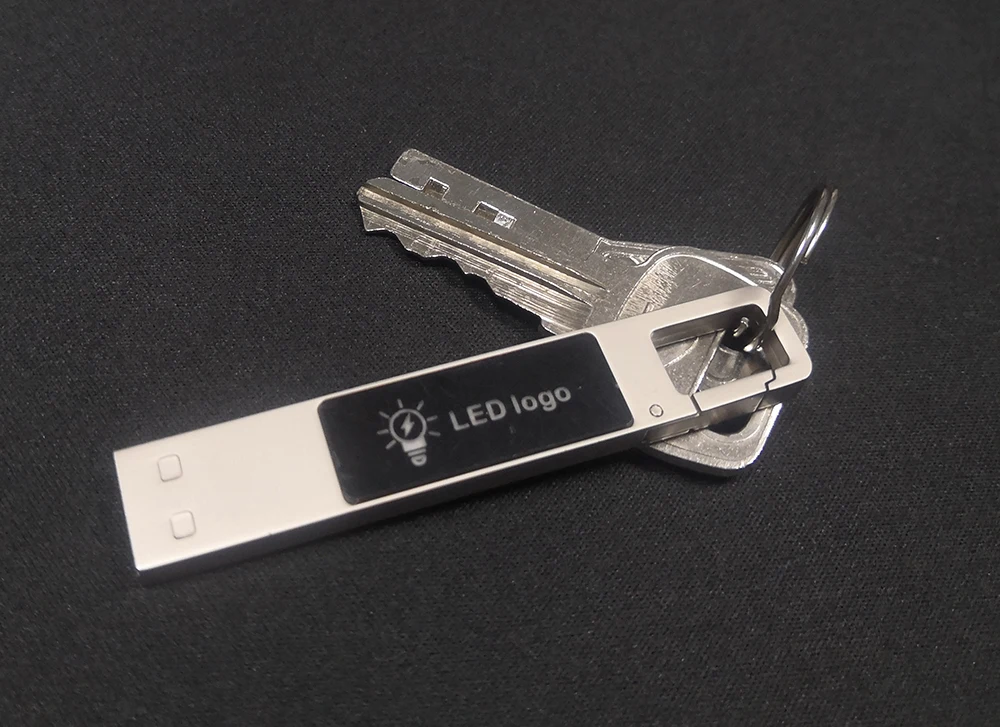 Hook Keychain LED Glowing Logo Metal USB Flash Drive (U43)