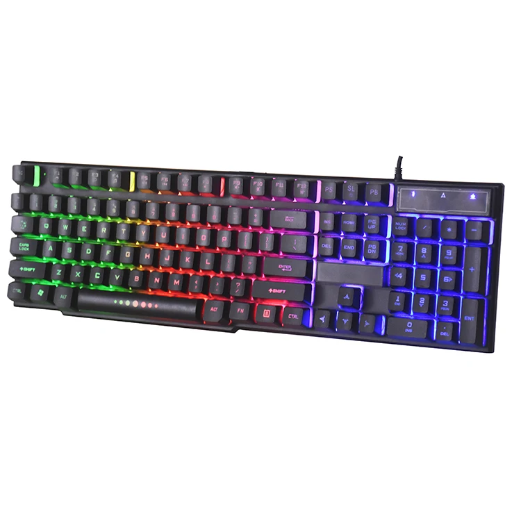 Профессиональная черная Проводная мультимедийная эргономичная светодиодная игровая клавиатура с 104