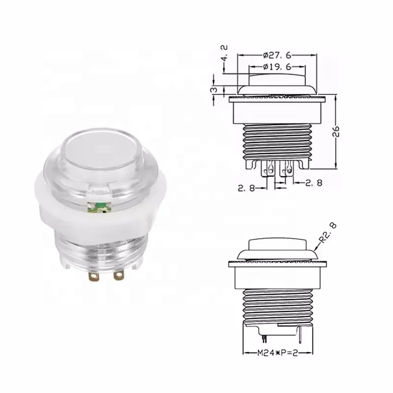 Factory Price 24mm Arcade Push Button 5V&12V LED Illuminated Switching