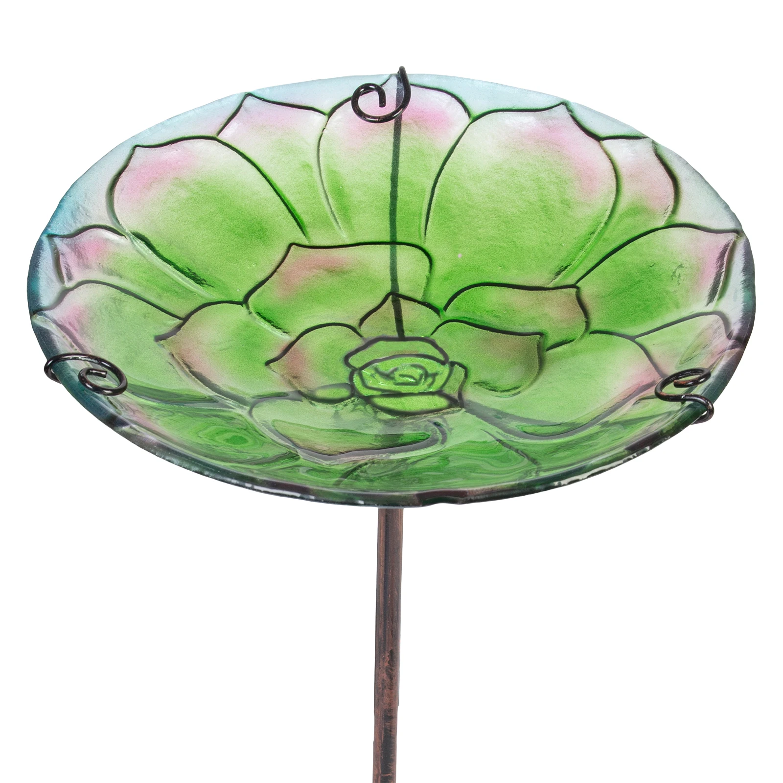 Bird Bath Outdoor,Lotus Glass BirdBath Bird Feeder with Metal Stake for ,Yard and Lawn