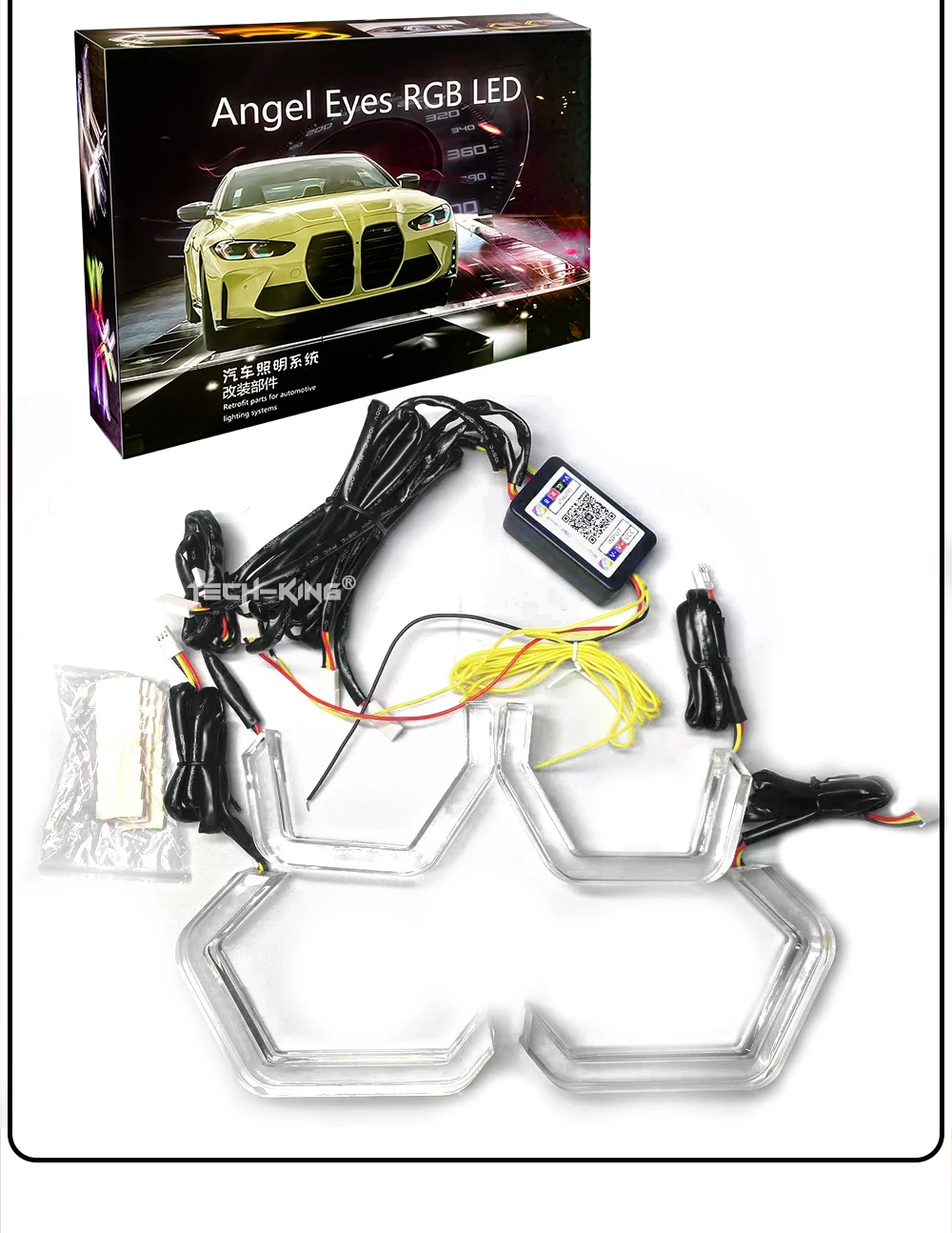 Car RGBW Chasing Iconic LED Angel Eye M4 for E90 F30 Car Lights Decoration Acrylic 3D LED Angel Marker Eye Control