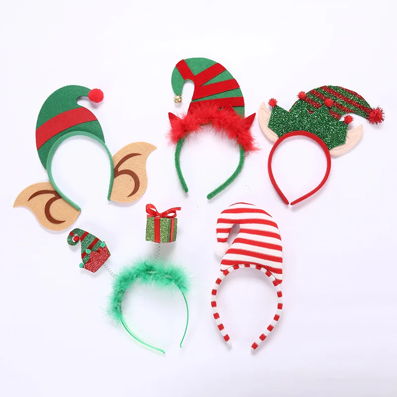 3 Weihnachts-Stirnbänder Set – Elfenhut, Rentiergeweih & Weihnachtsbaum, Perfekt Für Partys & Fotos