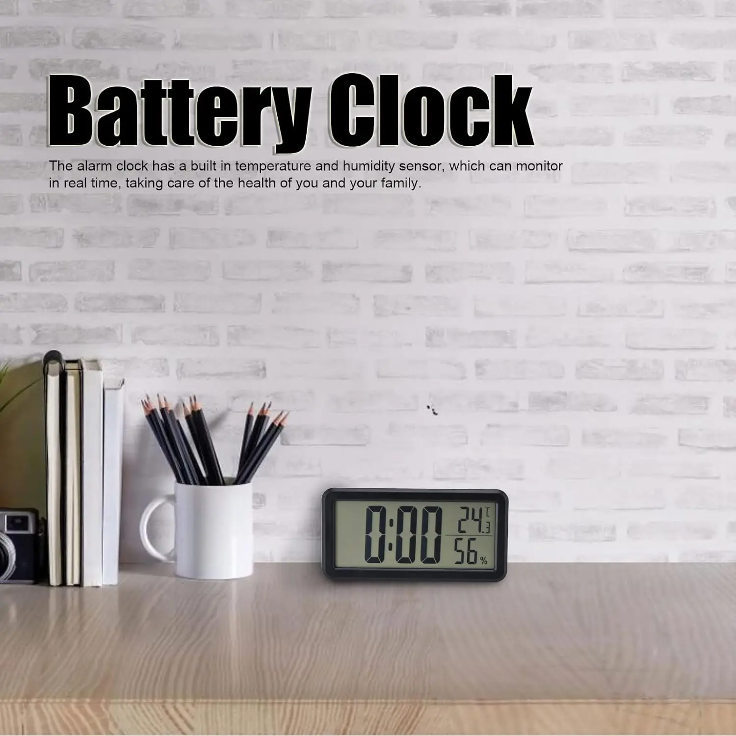 Smart Wall Mounted Battery Operated Digital Alarm Clock for Desktop for Home Office for Student Dormitory