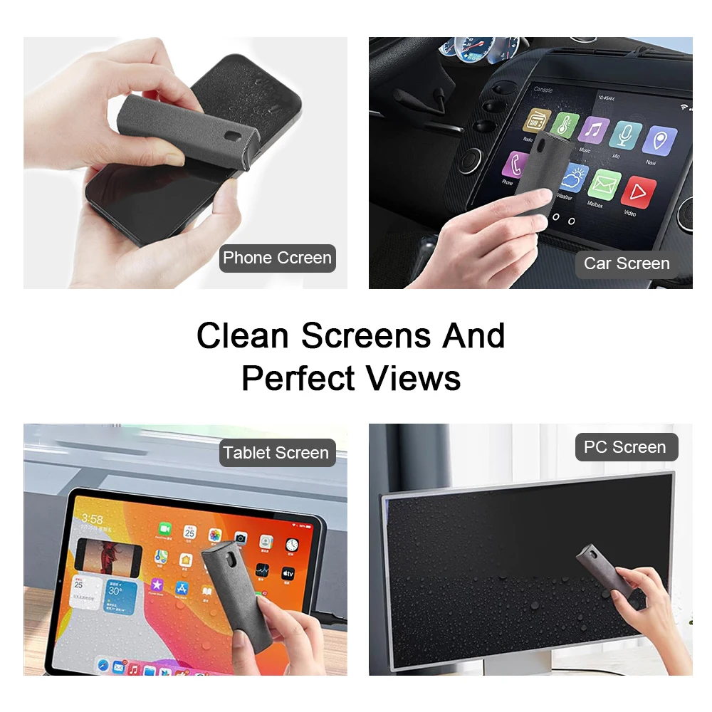 Microfiber Screen Cleaner Spray Bottle Set Mobile Phone Pad Computer Microfiber Cloth Wipe for iPhone Cleaning Glasses Wipes