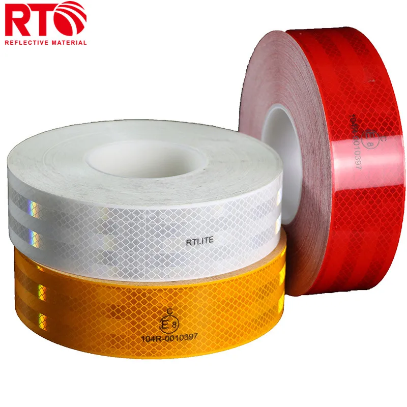 Honeycomb PVC Self Adhesive Red White Yellow Black Arrow/Twill Reflective Tape Sticker for Trucks Safety details