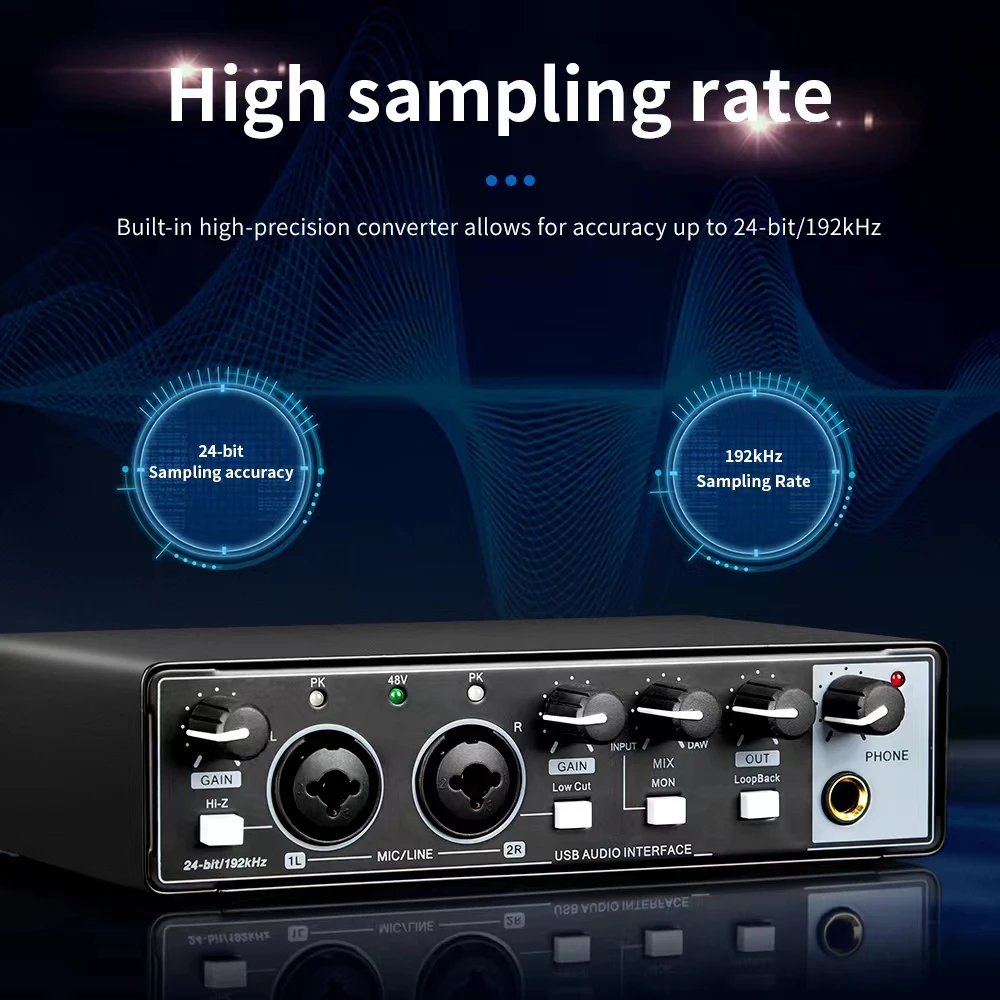 Pc Computer USB Sound Cards Audio Interface Recording Music Studio Equipment Professional