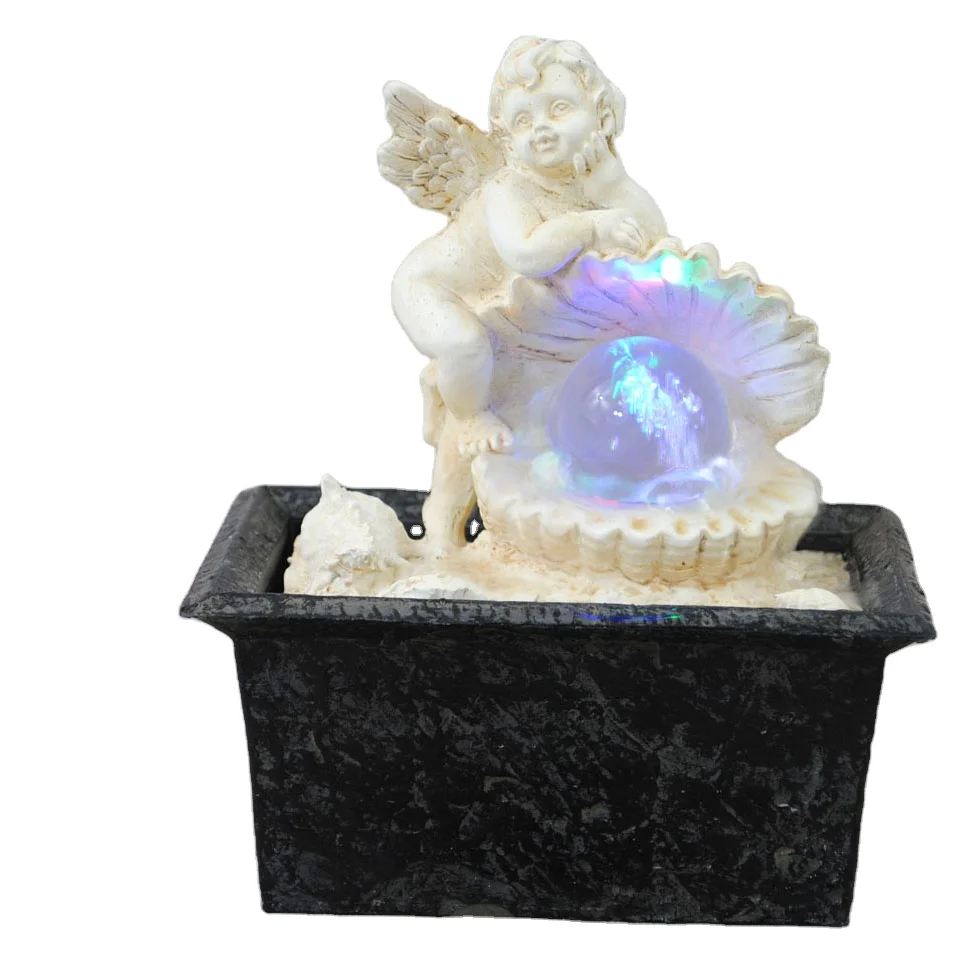 Resin Indoor Mini Angel Water Fountain for Table Decoration