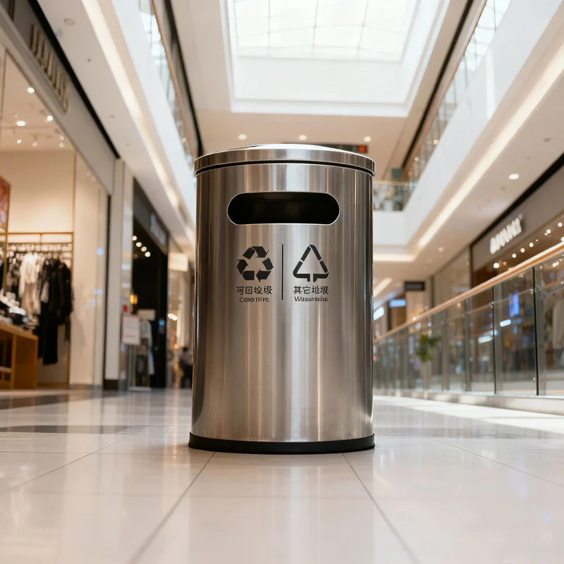 Shopping mall trash can