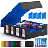 Four-row black and blue-4 card sleeves-4 card clips-12 dividers