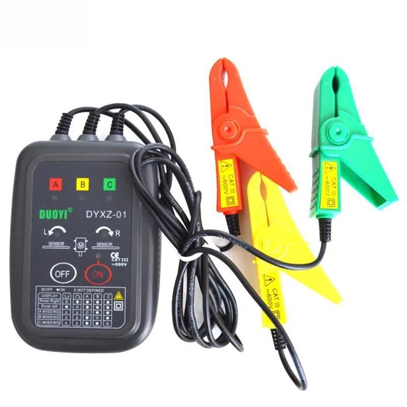 Phase Rotation Meter Non-Contact 3 Phase Motor Rotation Tester AC 70~600V High Magnetic Induction Phase Sequence Detector
