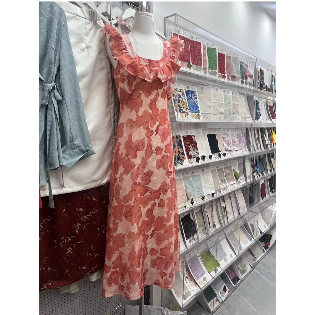 High Quality 100% Polyester Jacquard Printing Linen-Look Fabric for Garments and Dresses