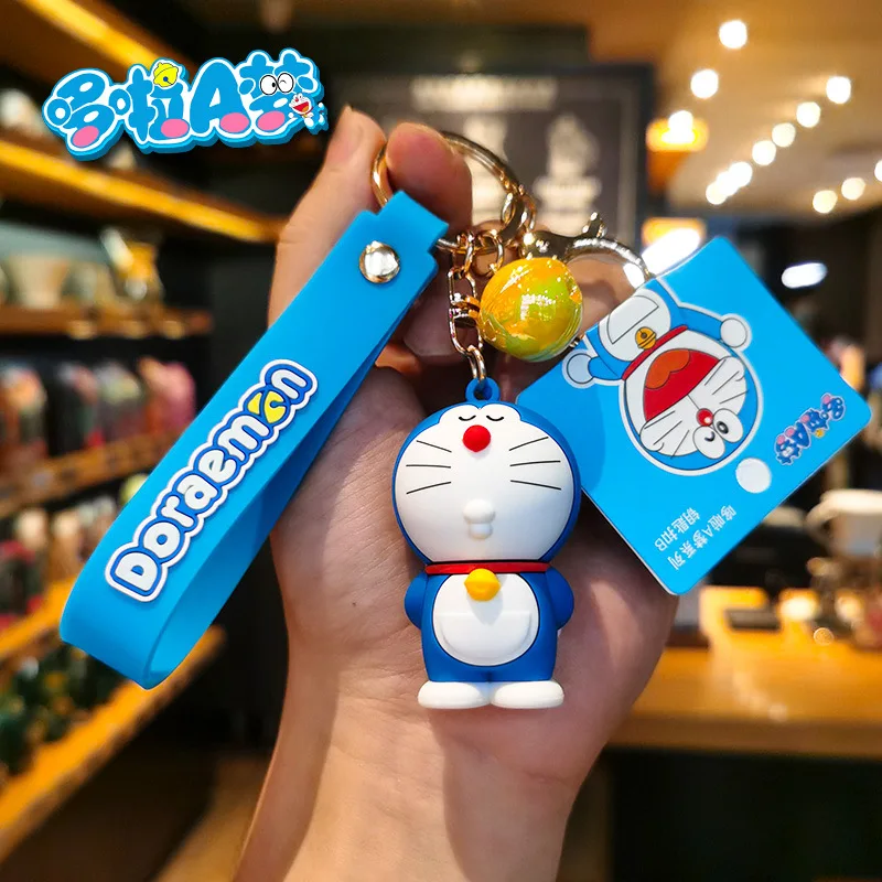 Hot Selling Doraemon 3D Soft Rubber PVC Keychain Custom Labubu Silicon Key Tag Car Keys Accessories with Cartoon Keyring