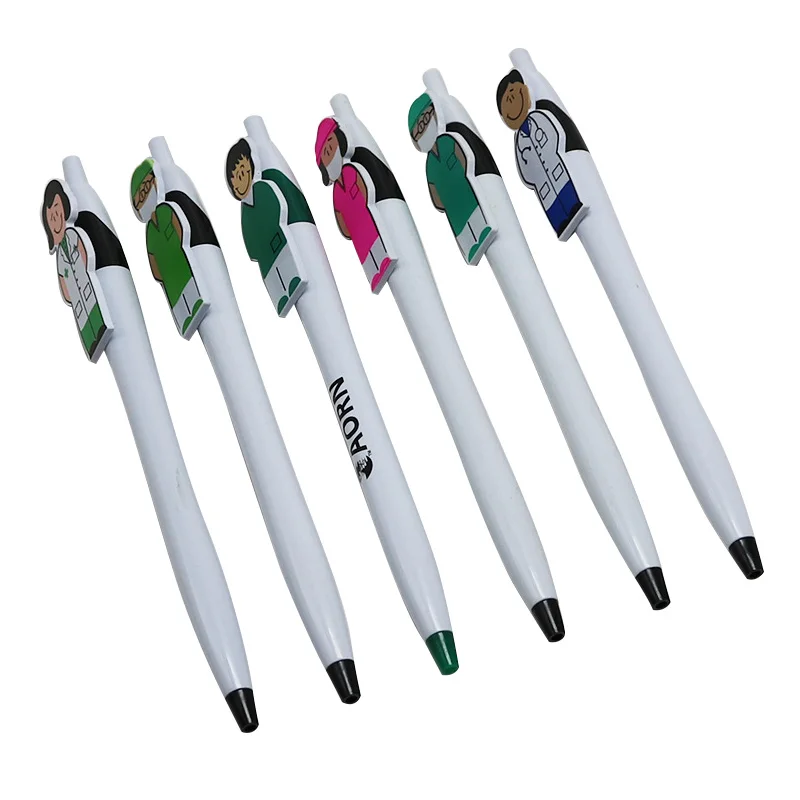 Wholesale Novelty Promotional Nurse Doctor 3d Clip Plastic Ballpoint
