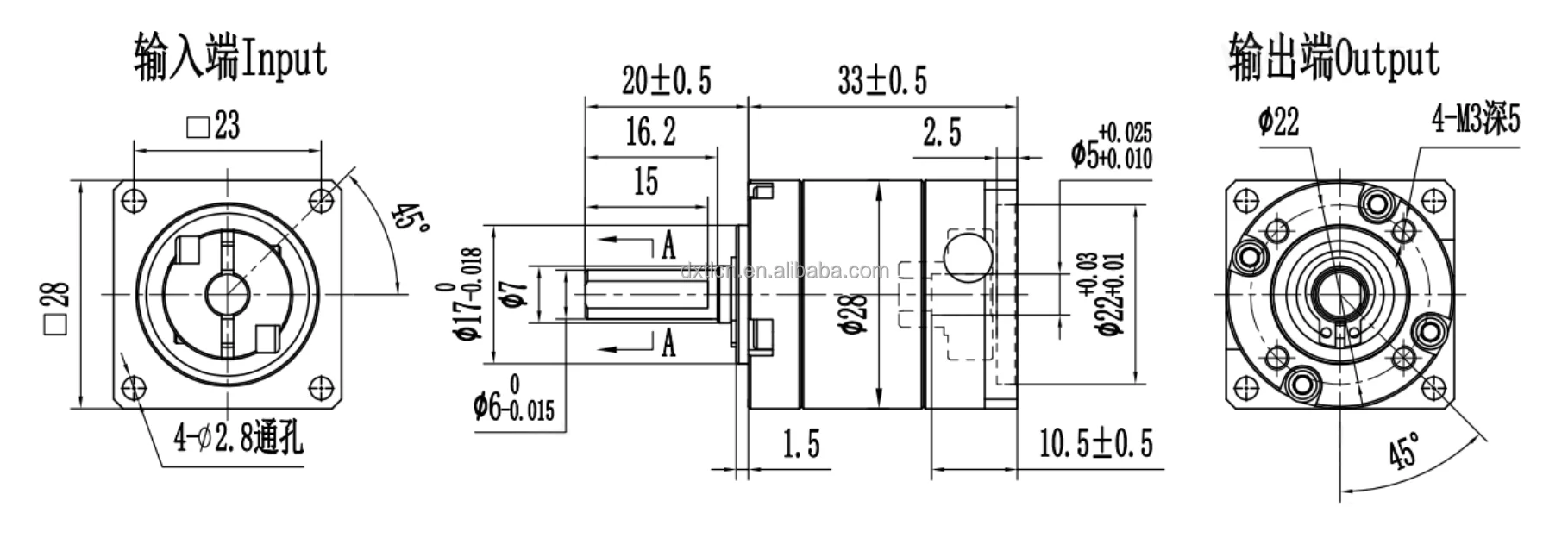  High Precision Double Stage Ratio Round Flange Spur Gear Boxes Planetary Gearbox Reducer for Servo NEMA11 Stepper Motor manufacture