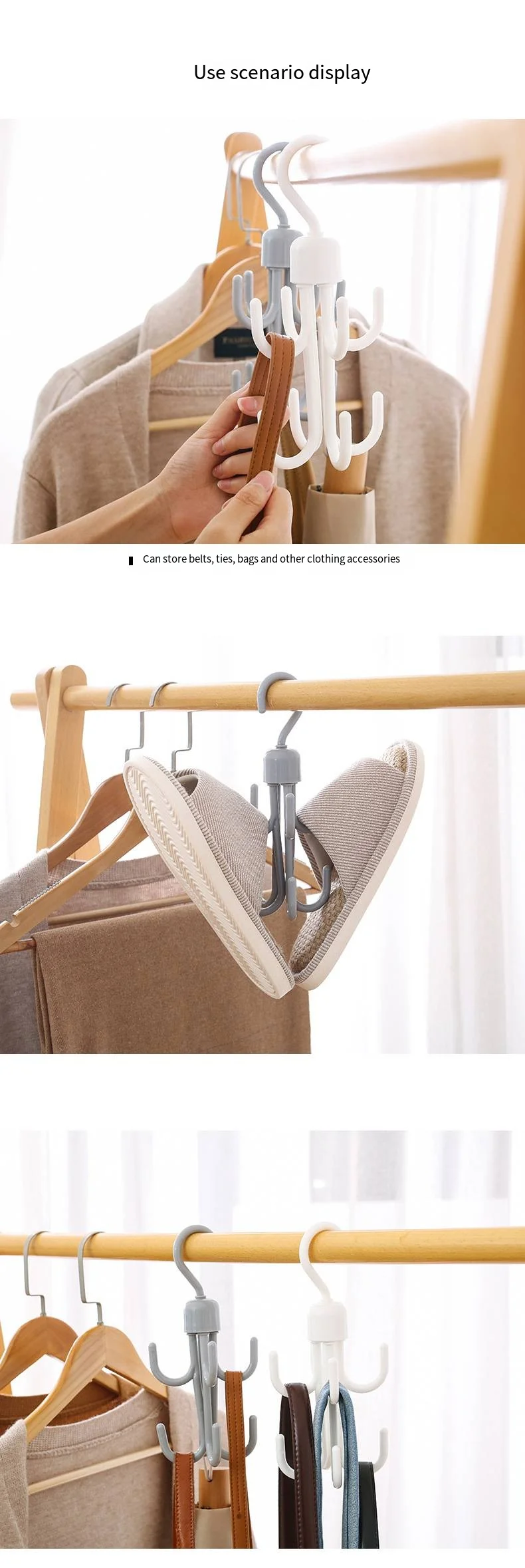 Coat and hat hanging bag rack Dormitory revolving novelty hooks wardrobe multi-functional bag Creative tie scarf artifact belt hanger factory