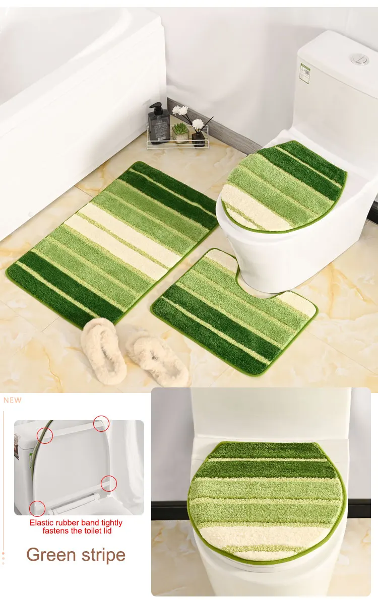 New Design Microfiber Embossing Water Absorbent Door Mat Non Slip Floor Toilet Mat Bathroom Mat Set 3 Piece supplier