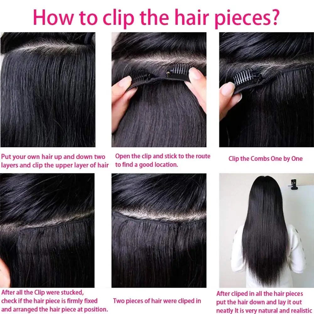 Clip-in-Haarverlängerung, 120 g, doppelter Schuss, jungfräulich, brasilianisches Echthaar, natürlich, für schwarze Frauen_voghion.com