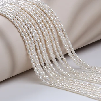 Natural freshwater pearls ,3-4mm AA rice shaped loose pearl beads