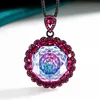 Black golden pink blue pendant with Chopin chain