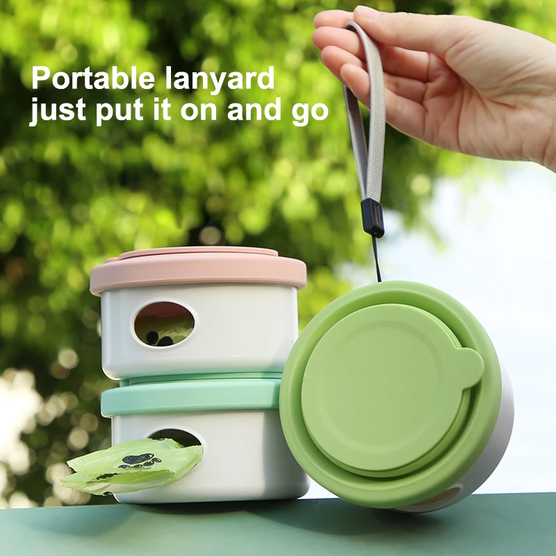 New Design 3 in 1 Poop Bag Holder Dispenser Drinking Cup Walking Bowls Feeder Portable Pet Water Bottle With Food Container