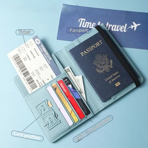 Customize Travel Passport Holder Set Multifunction PU Leather Personalized Passport Holder