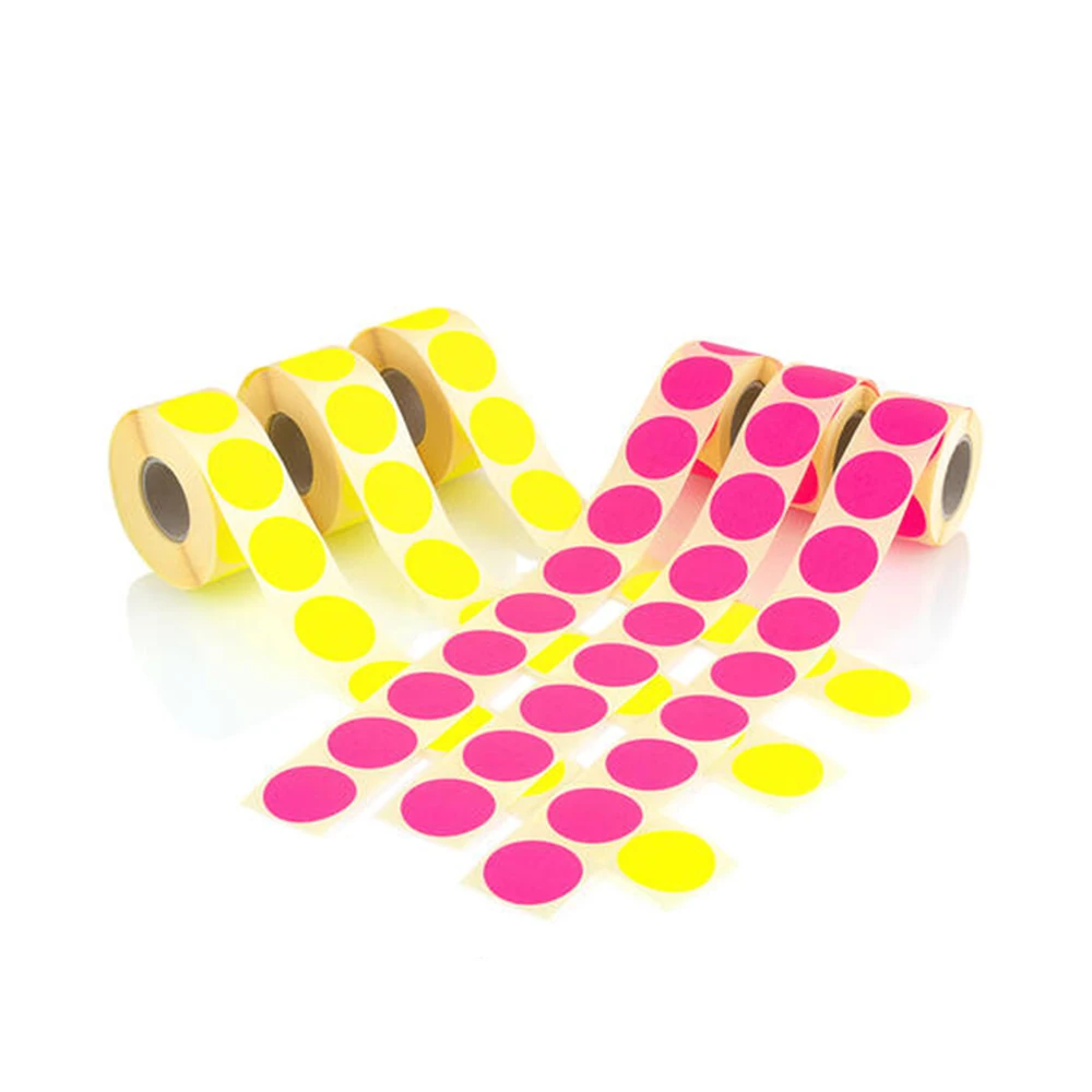 500 Pieces Color Thermal Label Printer Roll 1 Inch Colorful Coding Dot Red Yellow Round Circle Color Thermal Label