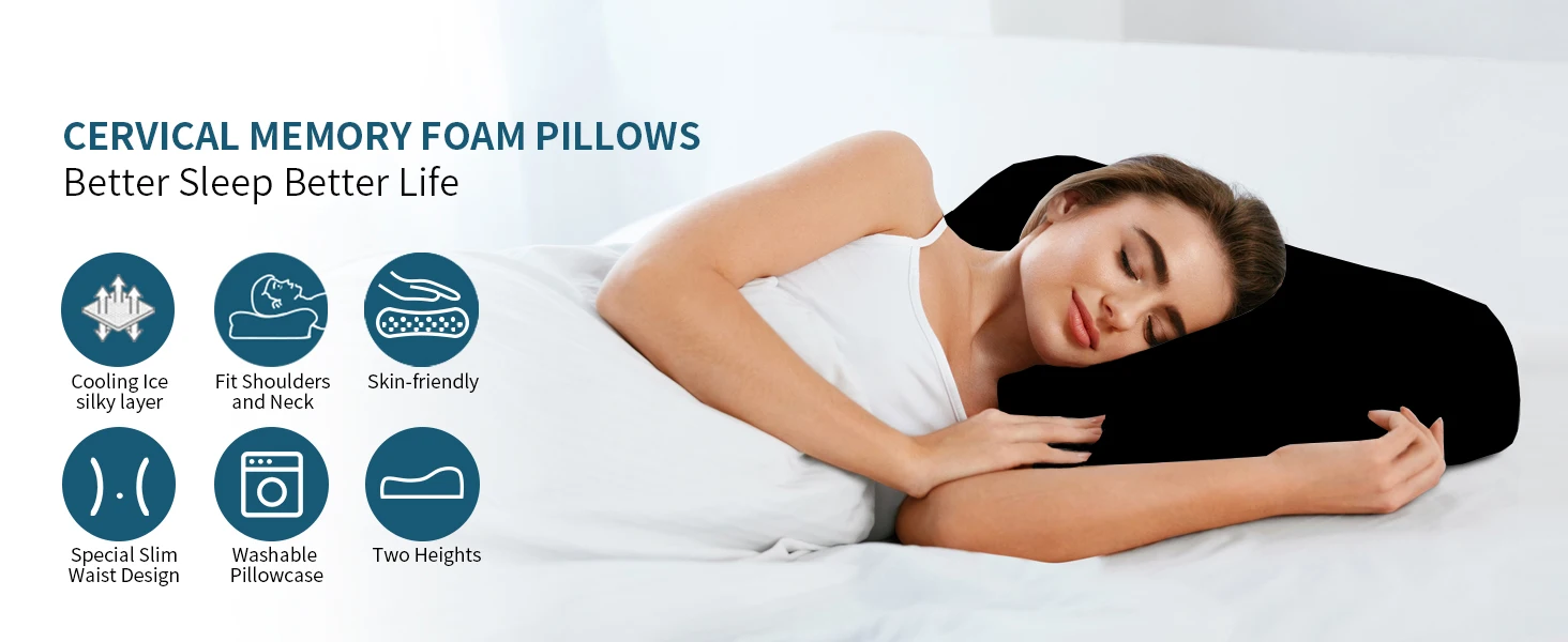 product black factory price slow rebound side sleeper pillows wholesale custom oem memory foam pillow for sleeping-49