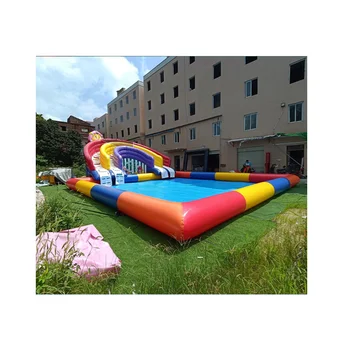 Factory Cheap Price blow up inflatable water slide pool for adult kids 0.55mm  Pvc inflatable water detached pool slide