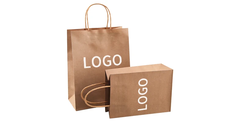 Custom Printed Logo White Brown Gift Shopping Kraft Paper Bag With Twisted Handle