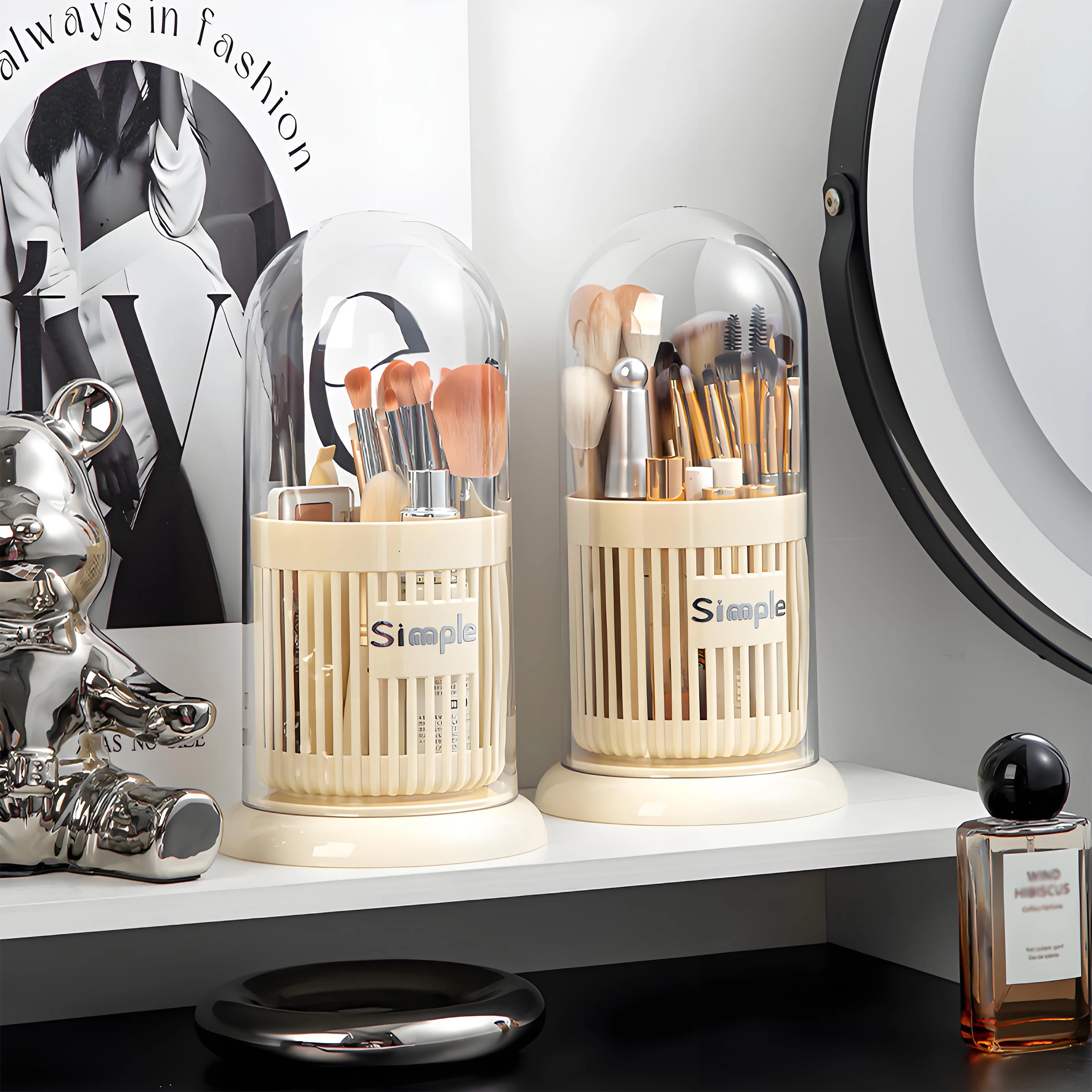 Cost-Effective Dust-Proof Storage Solutions for Cosmetics, Skincare, & Makeup Brush Holders