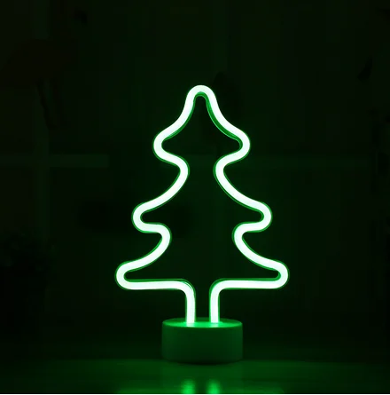 Lampe Néon LED Cactus Avec Socle - Alimentation Batterie Ou USB - 15x30 Cm - Décoration Chambre, Fête, Cadeau