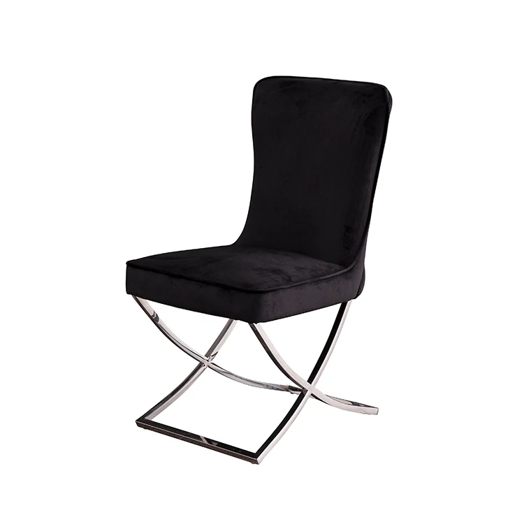 Modern design home furniture chair grey fabric cushion and stainless steel leg dining chair 