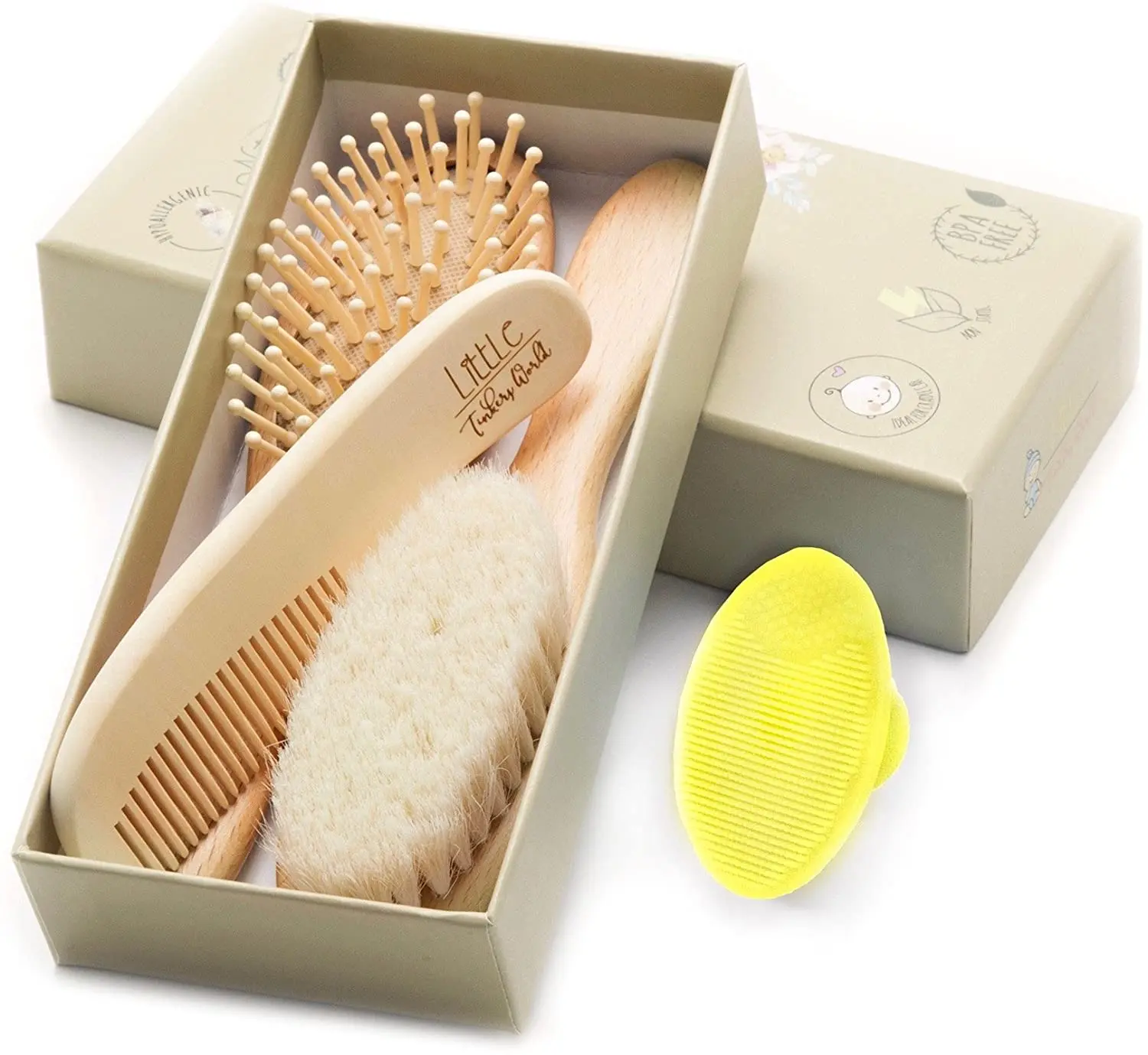 Wooden Baby Hair Brush And Comb Set (4-piece) For Newborns And Toddlers  Perfect For Baby Registry Gift Set - Buy Wooden Baby Hair Brush And Comb  Set,Perfect For Baby Registry Gift Set,Baby