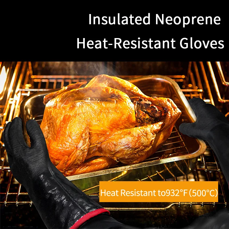 Перчатки для барбекю термостойкие неопреновые перчатки 18 дюймов духовки