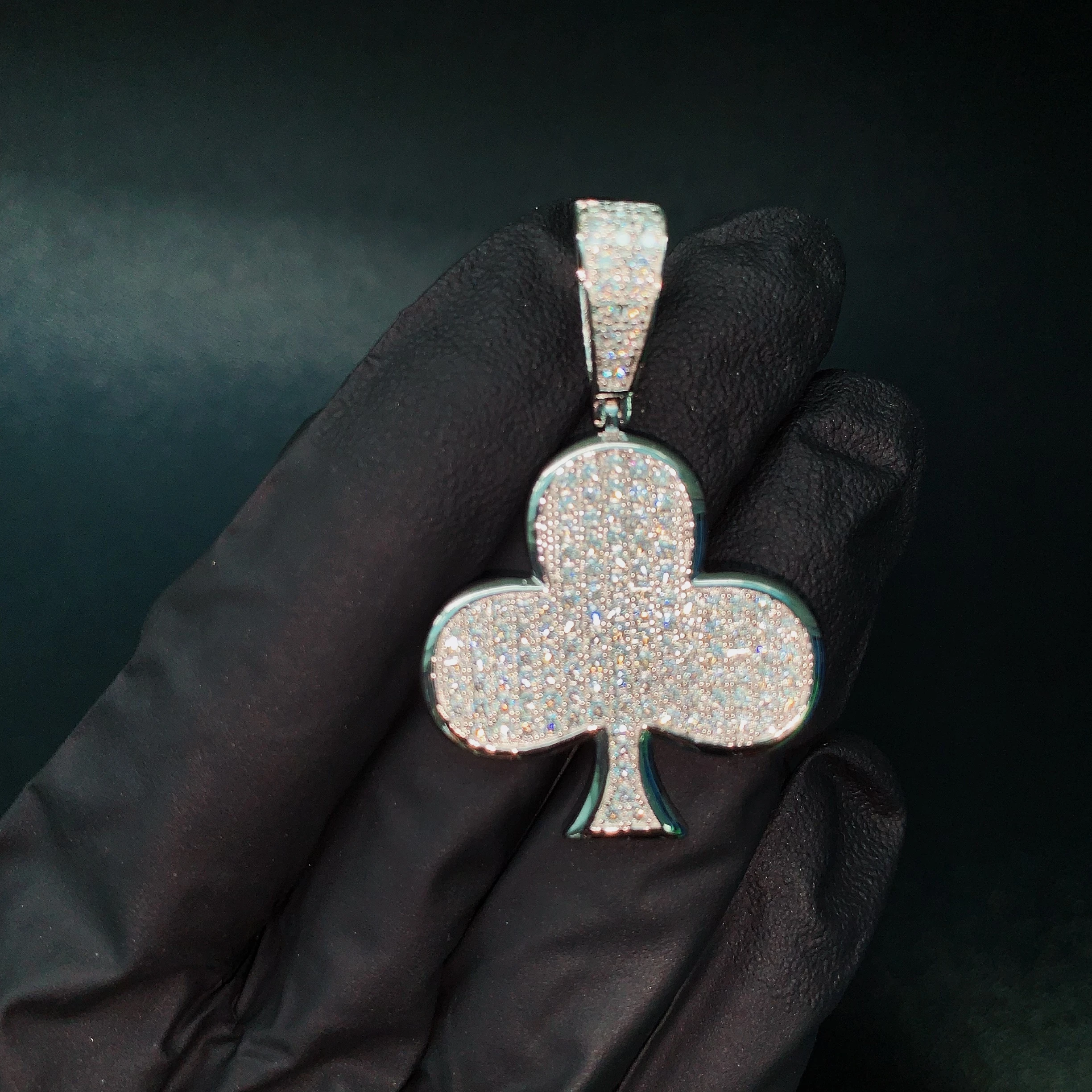 Fortune Lucky Charm Spade Pendant - Iced Out Jewelry