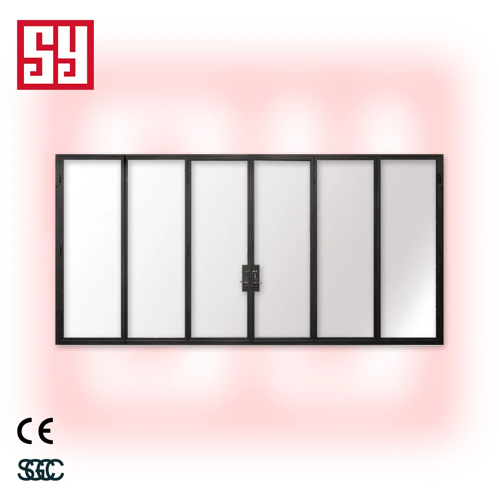 Custom Color Modern Design Bi-Fold Sliding Door Double Glass Waterproof Sound Insulation Steel Commercial Villa Project