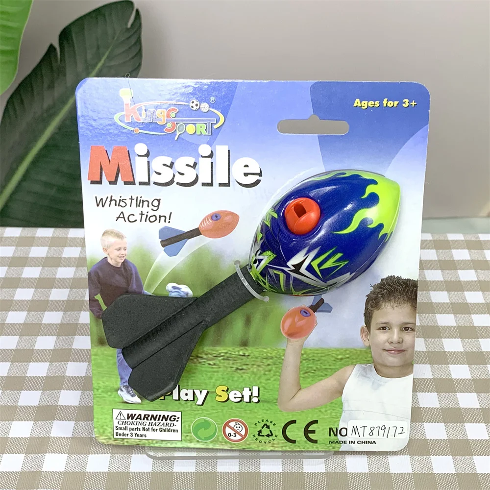 Factory Outdoor Activity Plastic Mini Launcher Sports Game Model Ball Kit Air PU Foam Sponge Whistling Rocket Toys for Kids