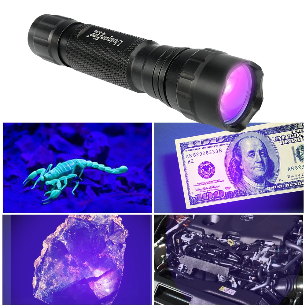 UniqueFire 501B Uv Rechargeable Mini Black Light 3W 365nm UV Light for Resin and Jade Gem Jewelry Identification