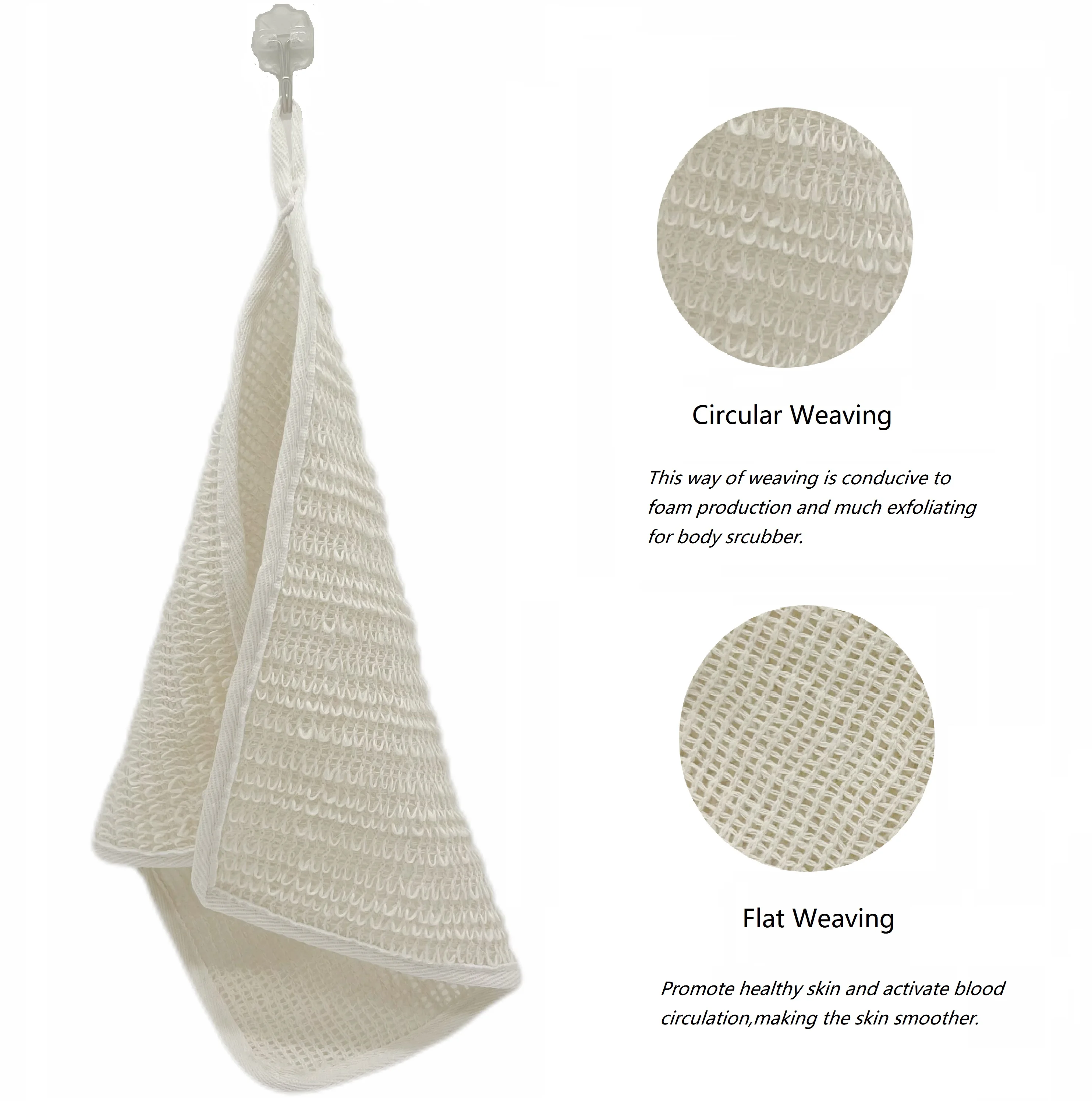 Eco Friendly Sisal Washcloth Exfoliating Bath Cleaning Linen Hemp Cotton Towel