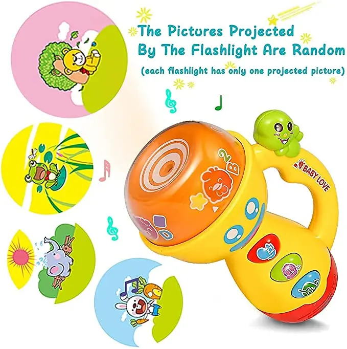 Kids Flashlights Toys For Boys & Girls,Baby Projector Toys With Music