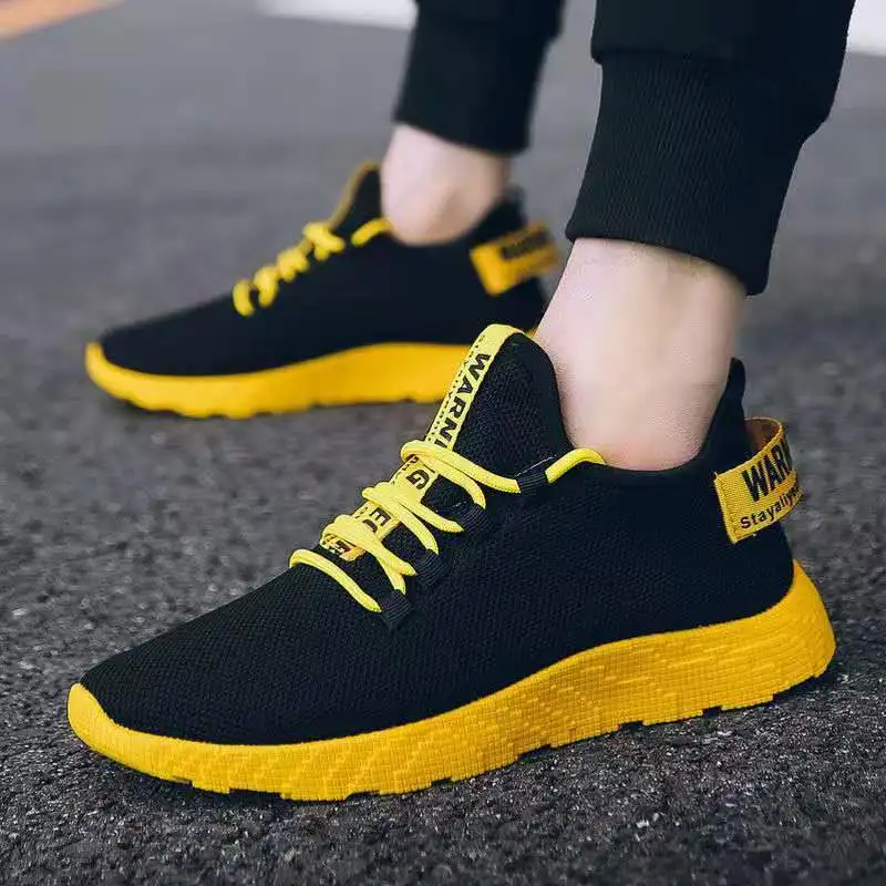 STOCK New Summer Men Popular Breathable Mesh Platform Sneakers Light Weight Plastic Outsole Fashion Lace-up Shoes