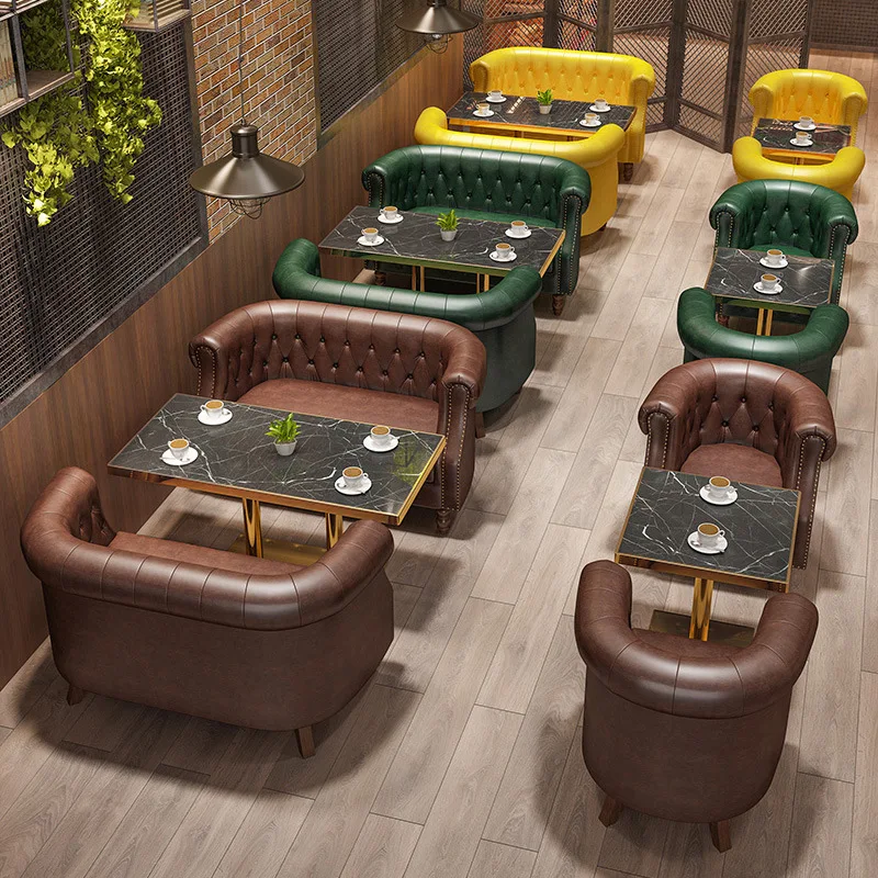 Ретро ресторанная мебель кафе столовая Наборы бар мраморные столы и стулья Досуг Диван Набор